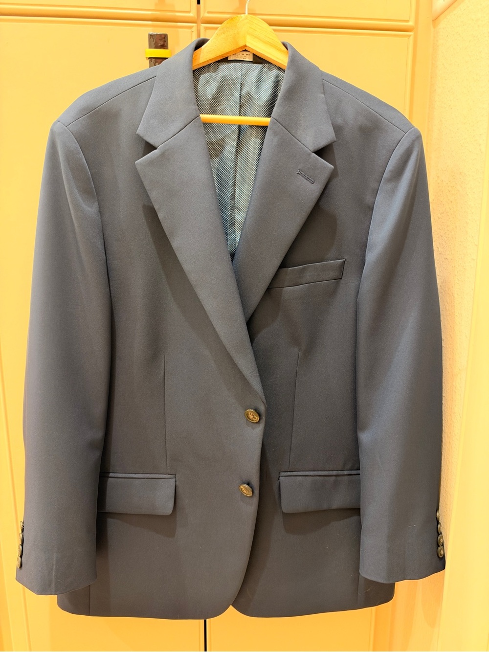 Haggar Men's Navy Stretch Blazer- Two-Button Blazer-44S